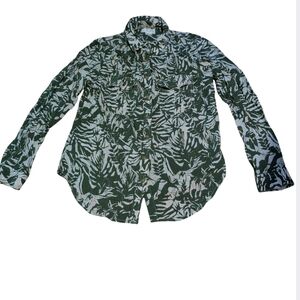 Maeve by Anthropologie Green Monstera Leaf Tropical Utility Shirt - Size 6
